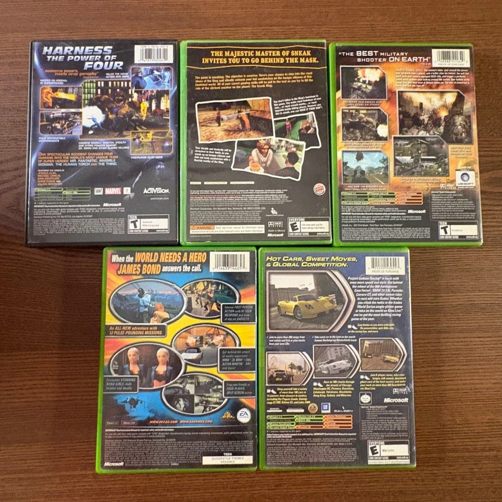 Microsoft Xbox Video Game Lot 5 Games Sneak King 007 PGR2 Ghost Recon 4 Fantasti